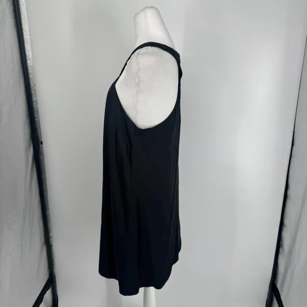 Anthropologie Black Asymmetrical Geometric Neckline Mini Dress - 10P - Picture 8 of 12